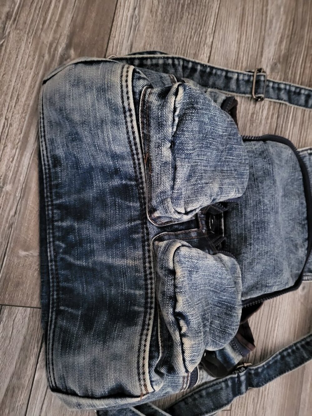 Acid Wash Denim Mini Backpack Rucksack - Picture 6 of 16
